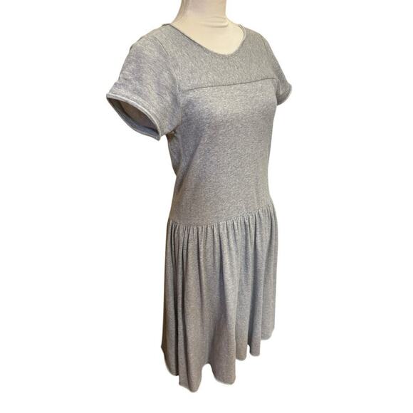 Japanese Gasa Grue Grey Jersey Drop Waist Short Sleeve Midi Dress / Small/Medium - Picture 2 of 7